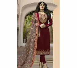 Un-stitched Weightless Georgette Party Wear Embroidery Design Shalwar Kameez Suits For Women Magenta