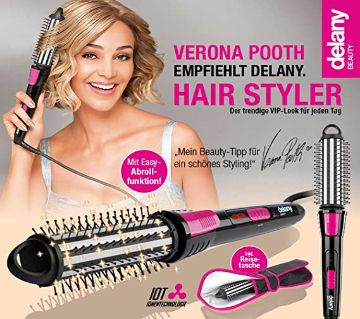 Beauty Hair Styler 3 in 1 Curling Tongs Heat Tool Round Brush Tongs