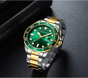 Curren 8388 Men Large Dial Calendar Quartz Watch Business Steel Strip Waterproof Casual Wristwatch  
