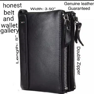 Two Zipper Pockets Wallet for Men(Money Bag)-Black.