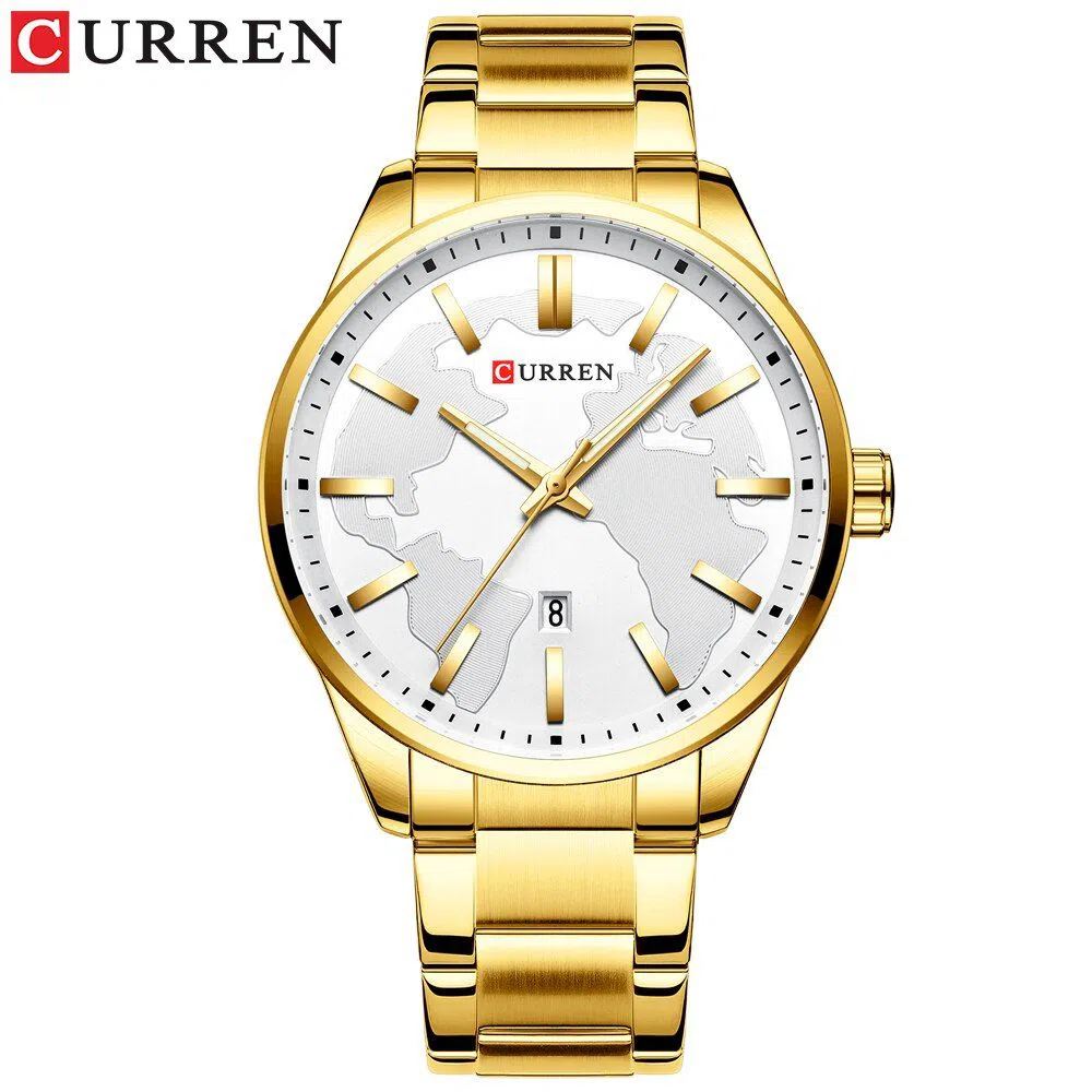 CURREN 8366 Creative Design Dial Quartz Watch Stainless Steel Clock Male Business Men