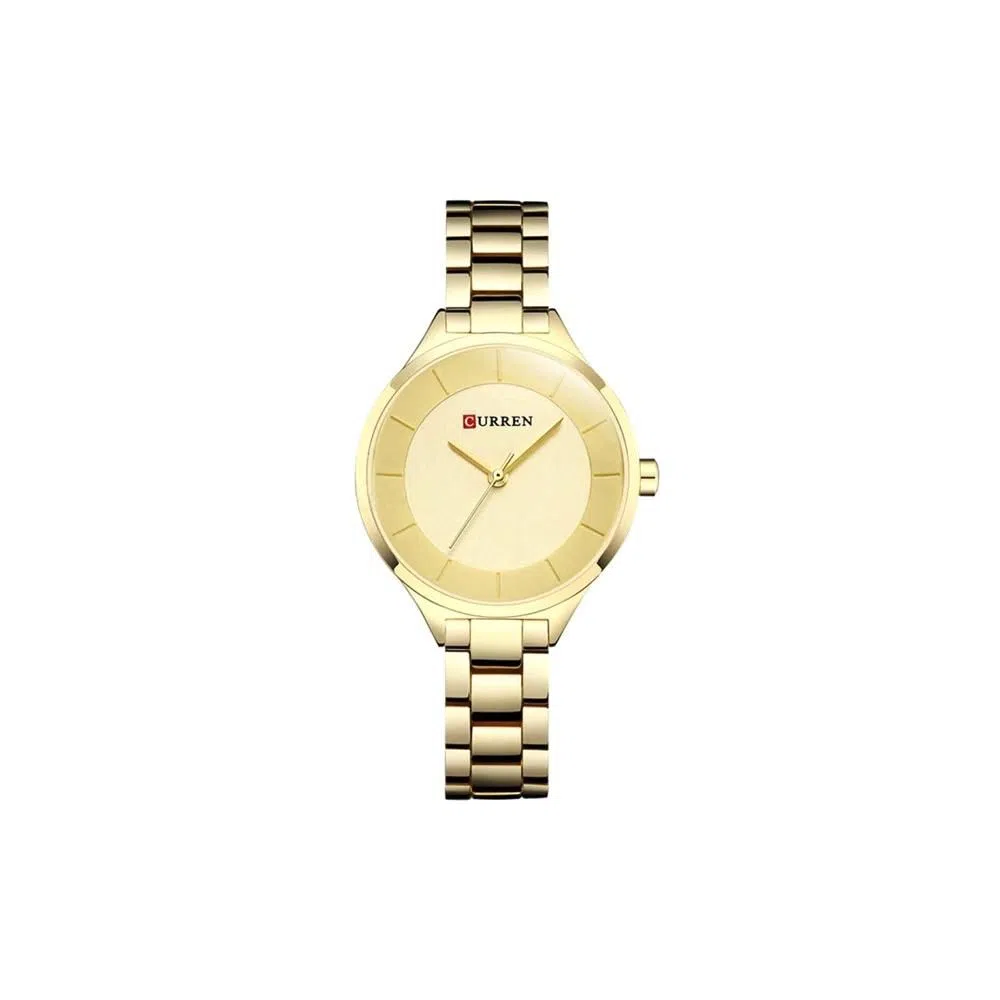 CURREN 9015-Golden Stainless Steel Analog Watches for Women