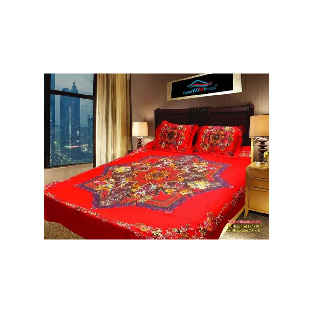 Exclusive Collection I Cotton Double Size Panel Bedsheet with Matching Two Pillow Covers (7.5 X 8.5 Feet) - Multicolor 
