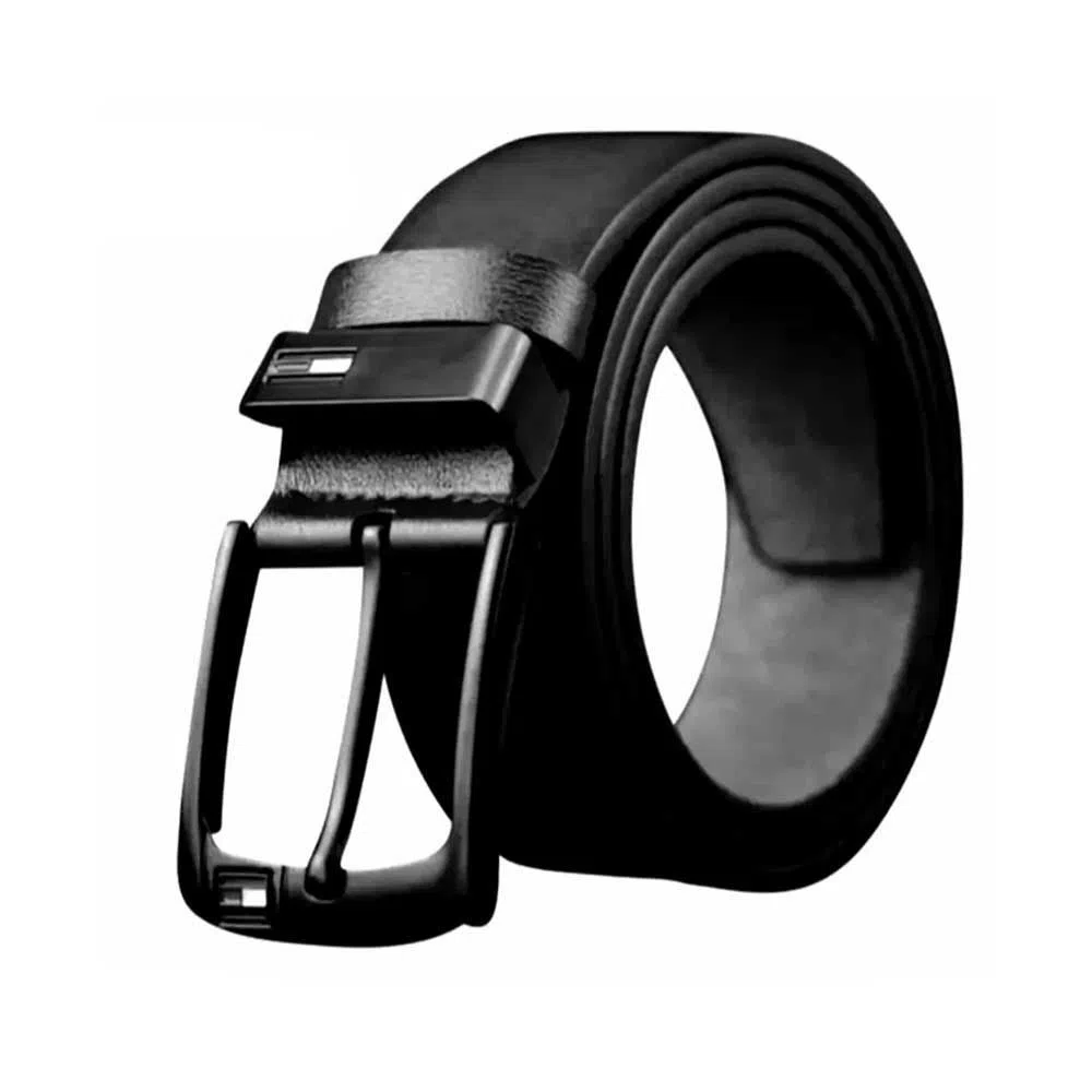 Black artificial leather belt for men 