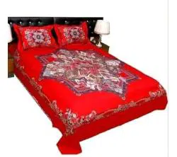 Double Size Cotton bedsheets-red