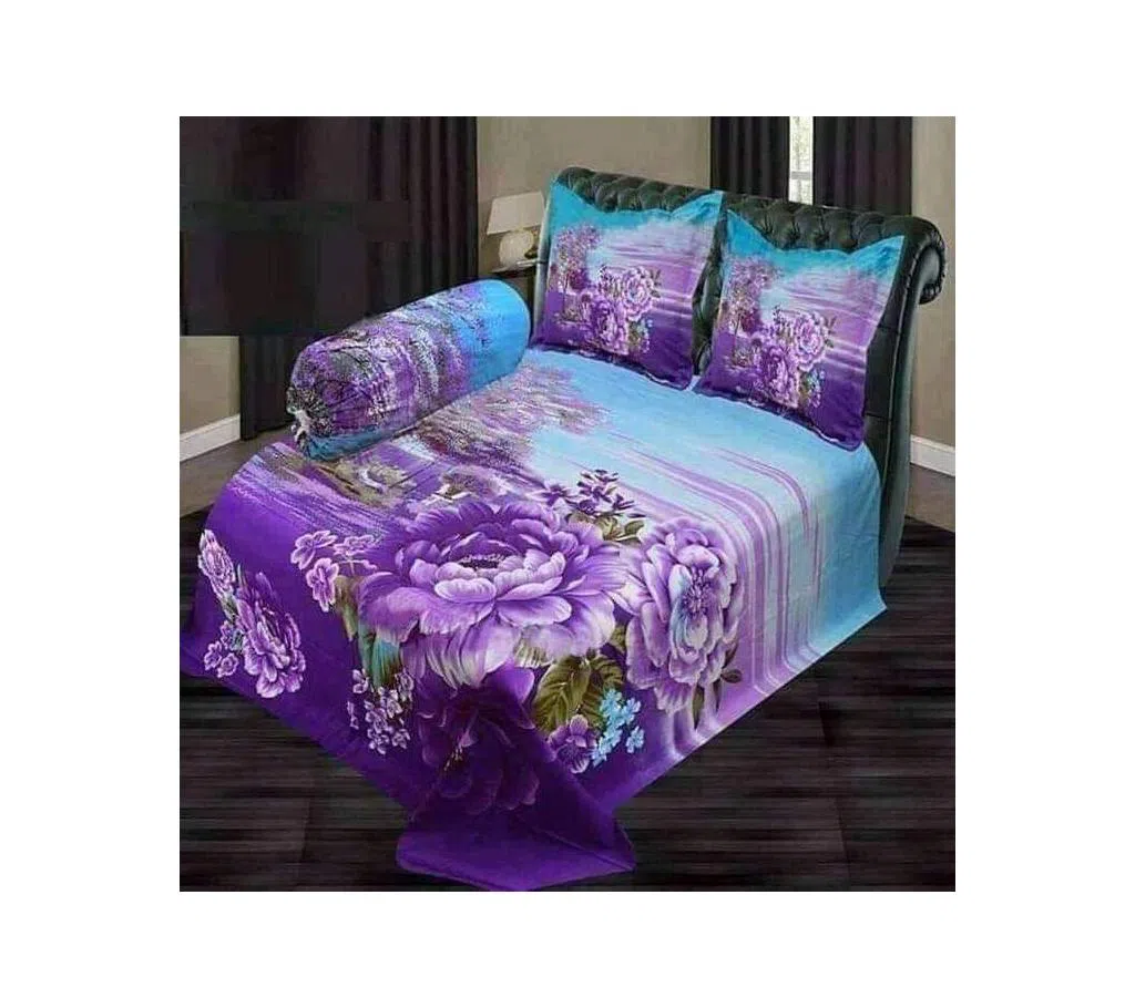 double size cotton bedsheets-purple