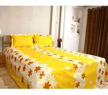 Double Size Cotton Bed Sheet With 2 Pillow Cover 