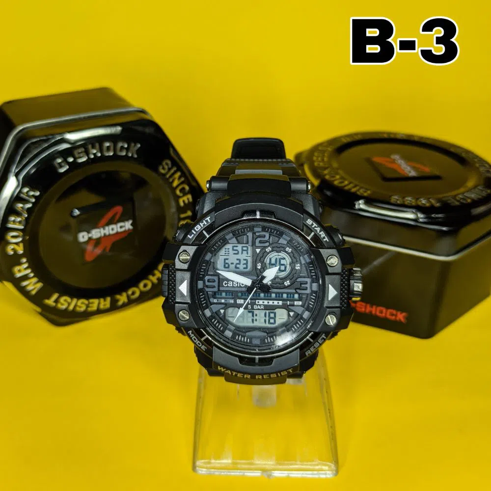 G-Shock Waterproof Dual Display Watch For Men (Black)
