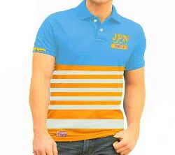 Yellow and Red Striped Polo Shirt For Men 