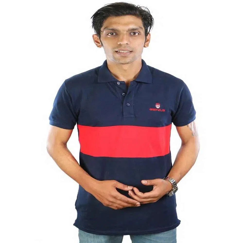 Polo Shirt For Men - Navy Blue & Red