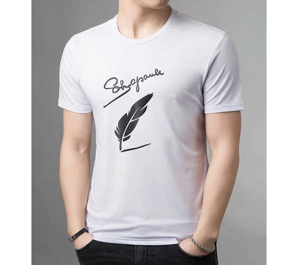 Half sleeve Taiwan CVC Fabric t-shirt for men - White 