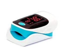 Finger Pulse Oximeter with LED display for determination of oxygen saturation and pulse rate.