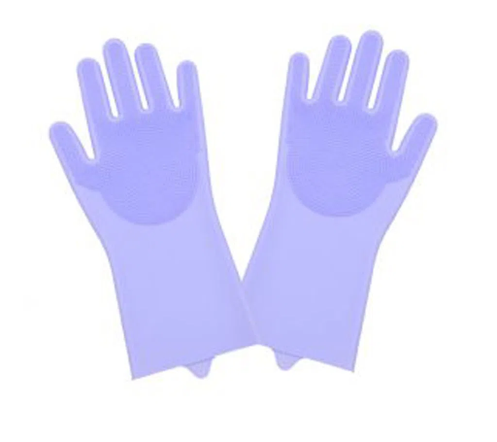 Magic Silicon Microwave and Dish Washing Cleaning Gloves - 1 set - Purpel 