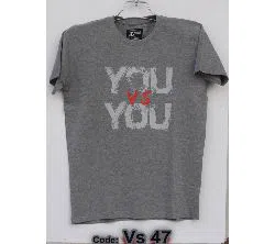You Vs You Printed Round Neck T-shirt For Men - Gray Color 