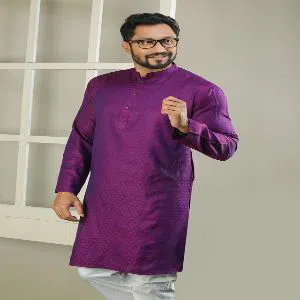 semi long cotton Punjabi for men - Purple
