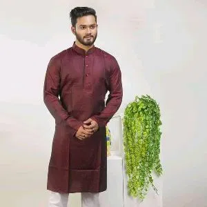 semi long cotton Punjabi for men - maroon
