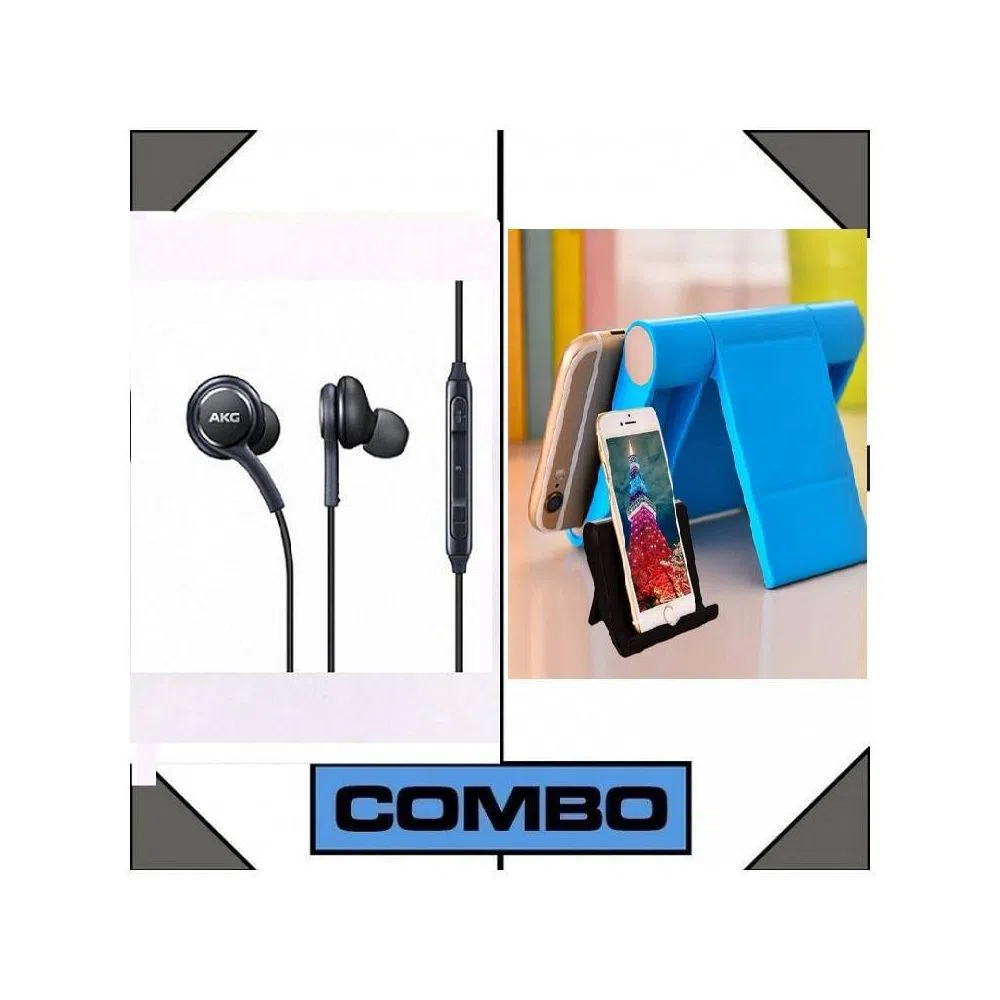 combo offer akg earphone and universal mobile stand