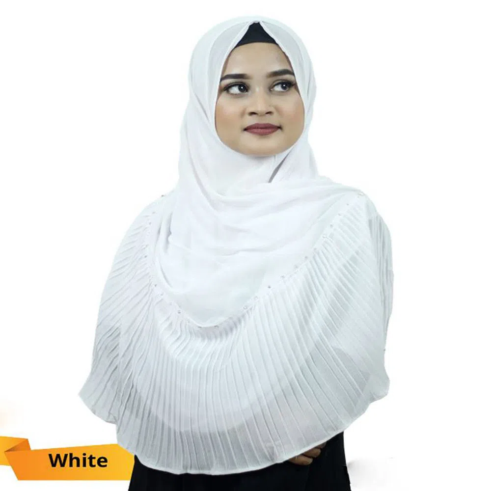 Chiffon Georgette hijab Kuchi - White