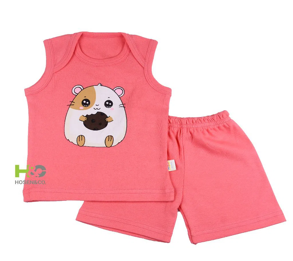 C Neck- Baby T Shirt Set Sleeveless Pink