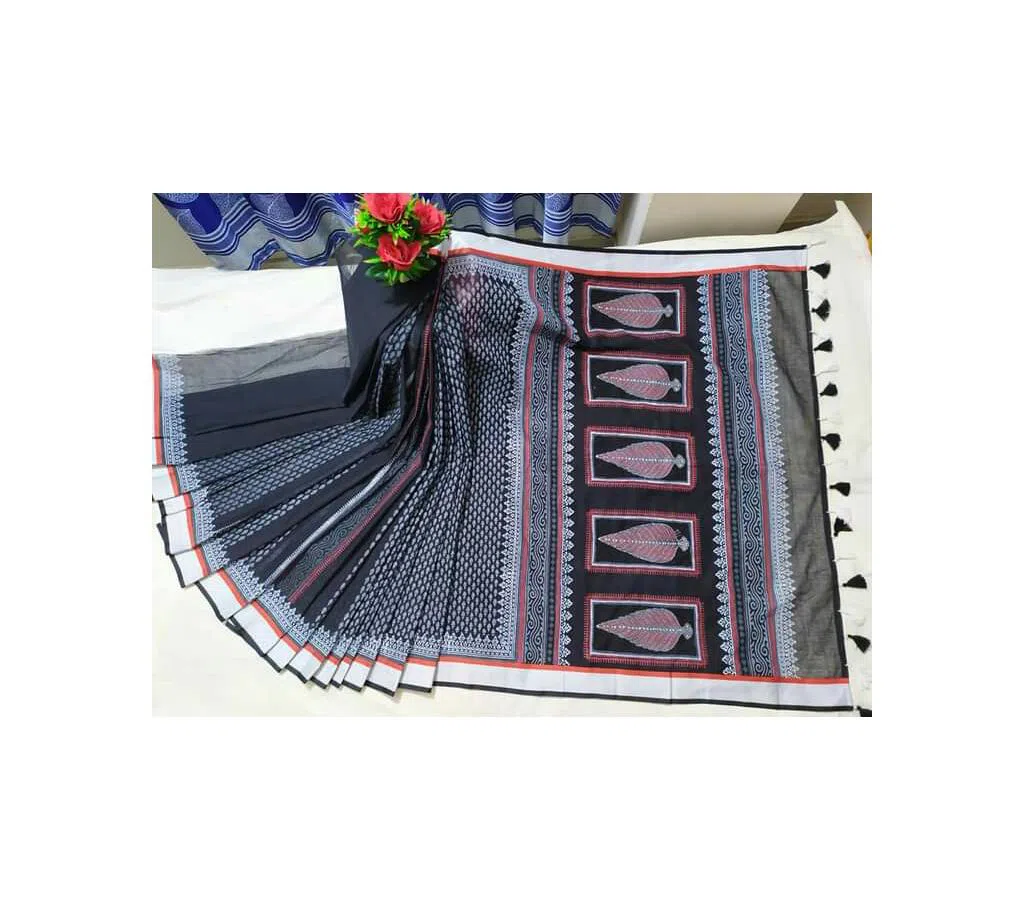 Block Hand Stitched Saree For Women 