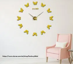 Butterfly DIY Large 3D Acrylic Sticker Art Mirror Wall Clock