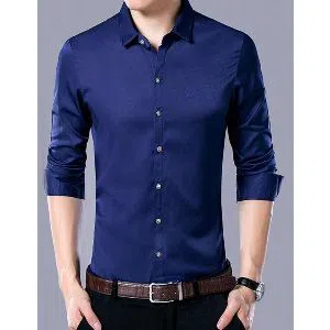Full Sleeve Cotton Formal Shirt For Men-Blue 