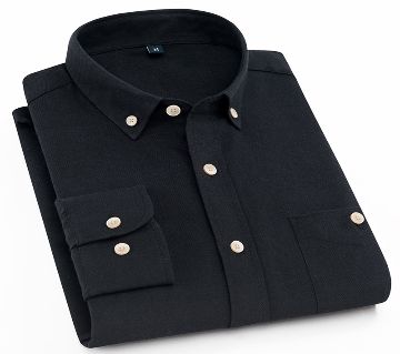 Full Sleeve Cotton Formal Shirt For Men-Black 