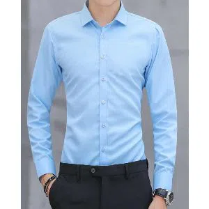 Full Sleeve Cotton Formal Shirt For Men-sky blue 