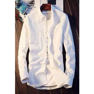 Full Sleeve Cotton Formal Shirt For Men-White 