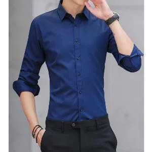 Full Sleeve Cotton Shirt For Men-blue 