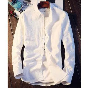 Full Sleeve Cotton Shirt For Men-White 