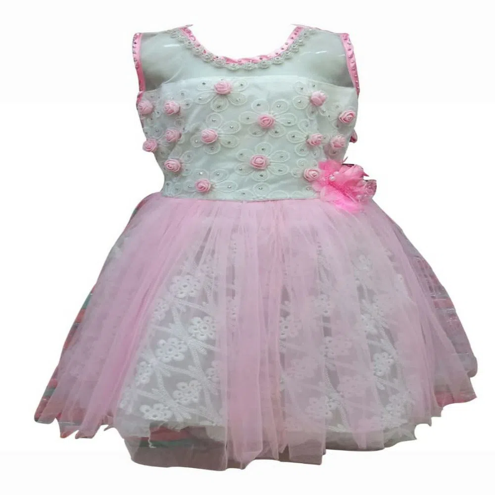 Rosy Queen Half Sleeve Hand Dress for Kids Pink