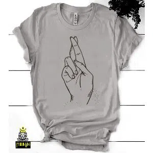 Half Sleeve T-Shirt For Women - Finger Cross