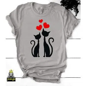 Half Sleeve T-Shirt For Women - Cat Love 