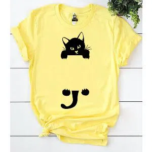 Half Sleeve T-Shirt For Girls -  (Cat)