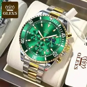OLEVS 2870 Green with Stainless steel Watch For Men