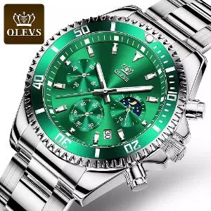 OLEVS 2870 Green with Stainless steel Watch For Men