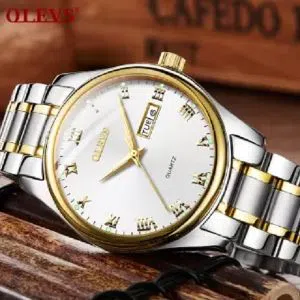 OLEVS 5568 Fashion Watch For Men & Women Golden & Silver white with Stainless steel