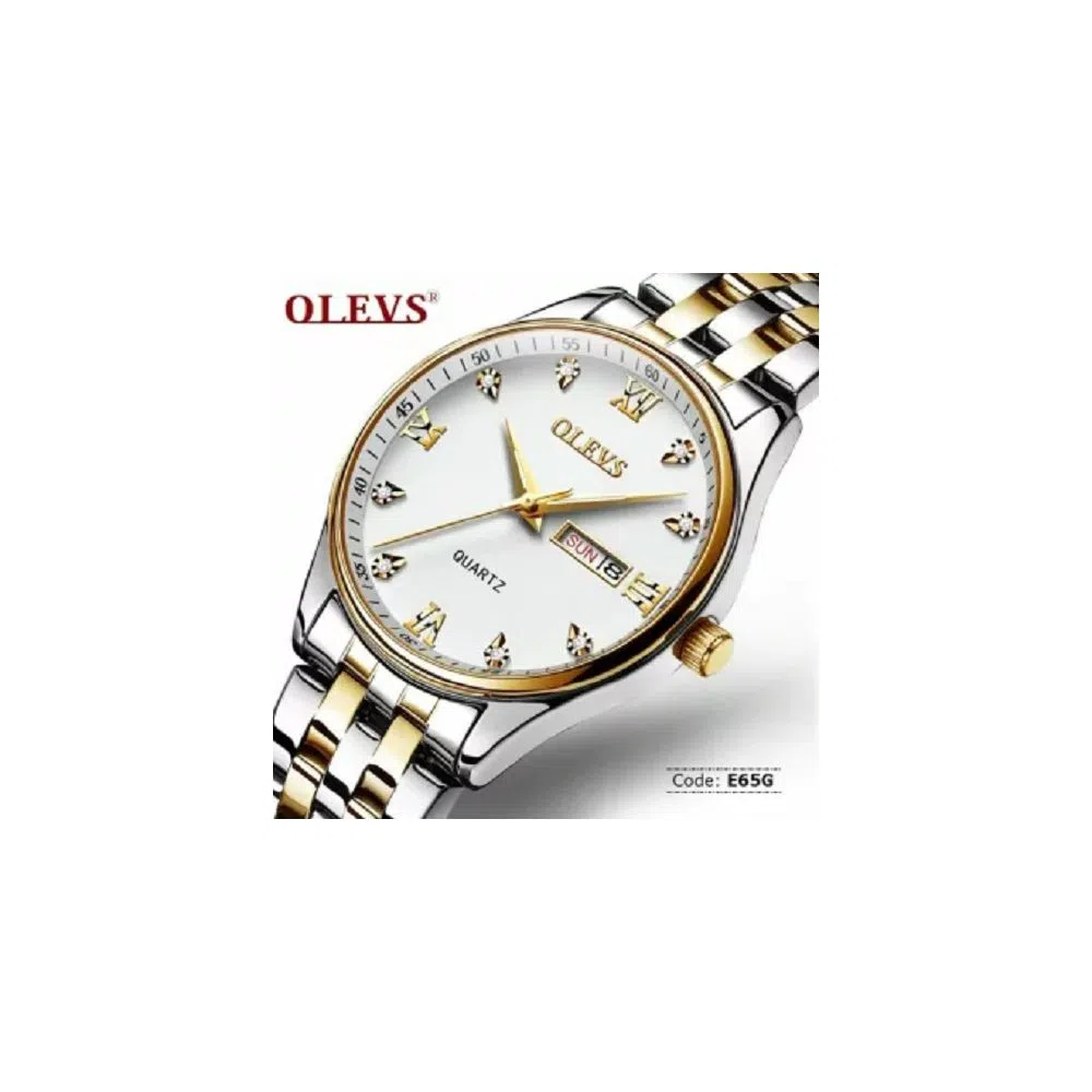 OLEVS 5568 Watch For Men Golden & Silver white with Stainless steel