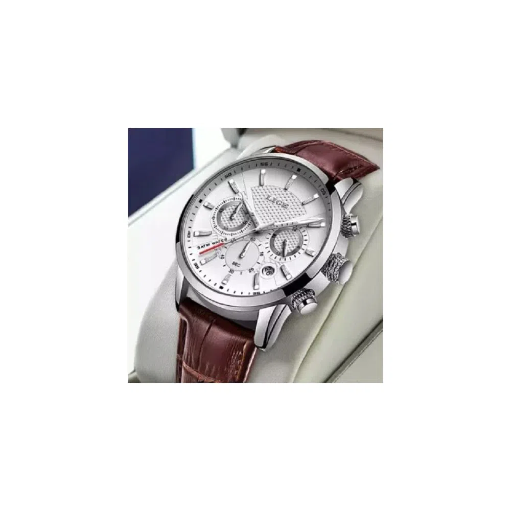 LIGE 9866J Watch For Men & Women White with Leather