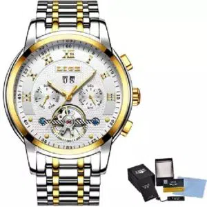 LIGE 9841A White gold silver Stainless steel Watch For Men