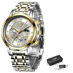 LIGE 8911C White gold Stainless steel Watch For Men