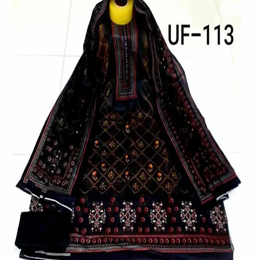 Unstitched Soft Cotton Salwar kameez For Women - Black 