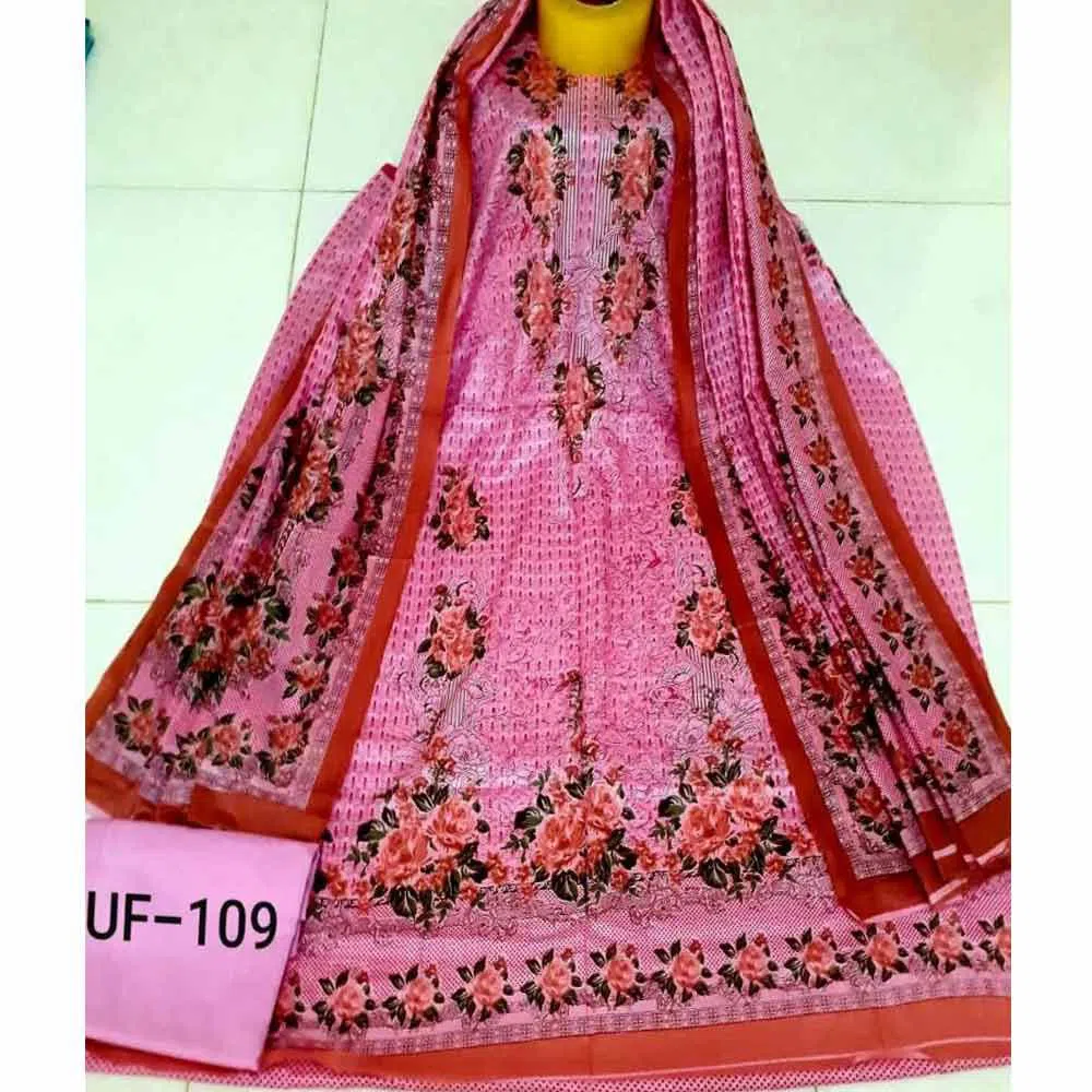 Unstitched Soft Cotton Salwar kameez For Women - Pink 