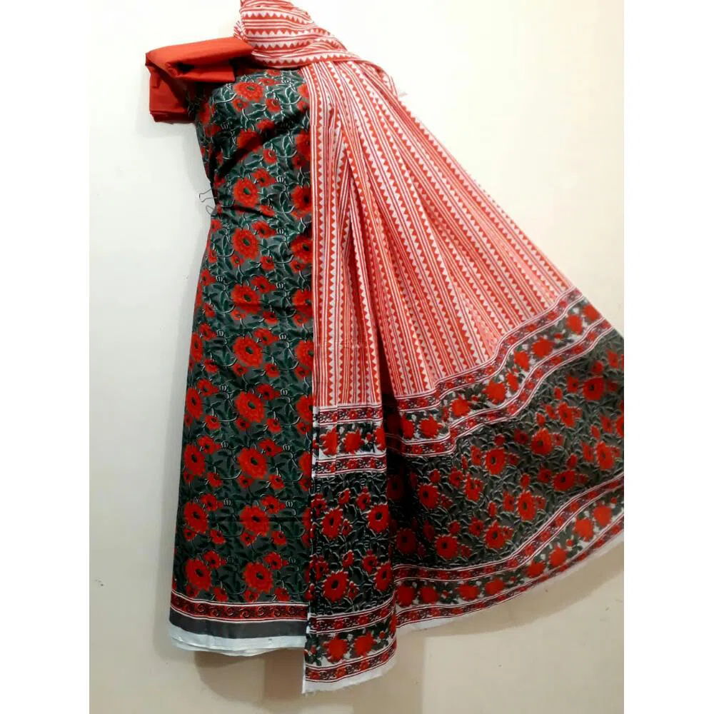 Unstitched Soft Cotton Salwar kameez - Multicolor