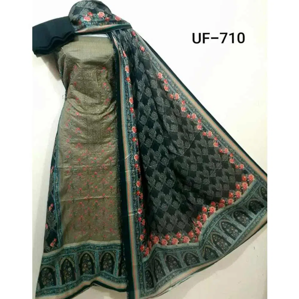 Unstitched Soft Cotton Printed Salwar Kameez For Women - Multicolor 