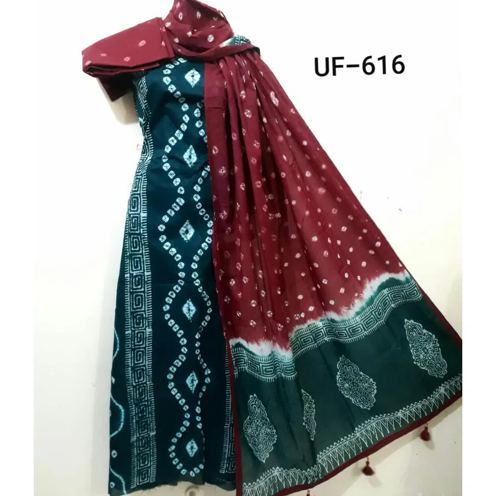 Unstitched Soft Cotton Batik Salwar Kameez for Women