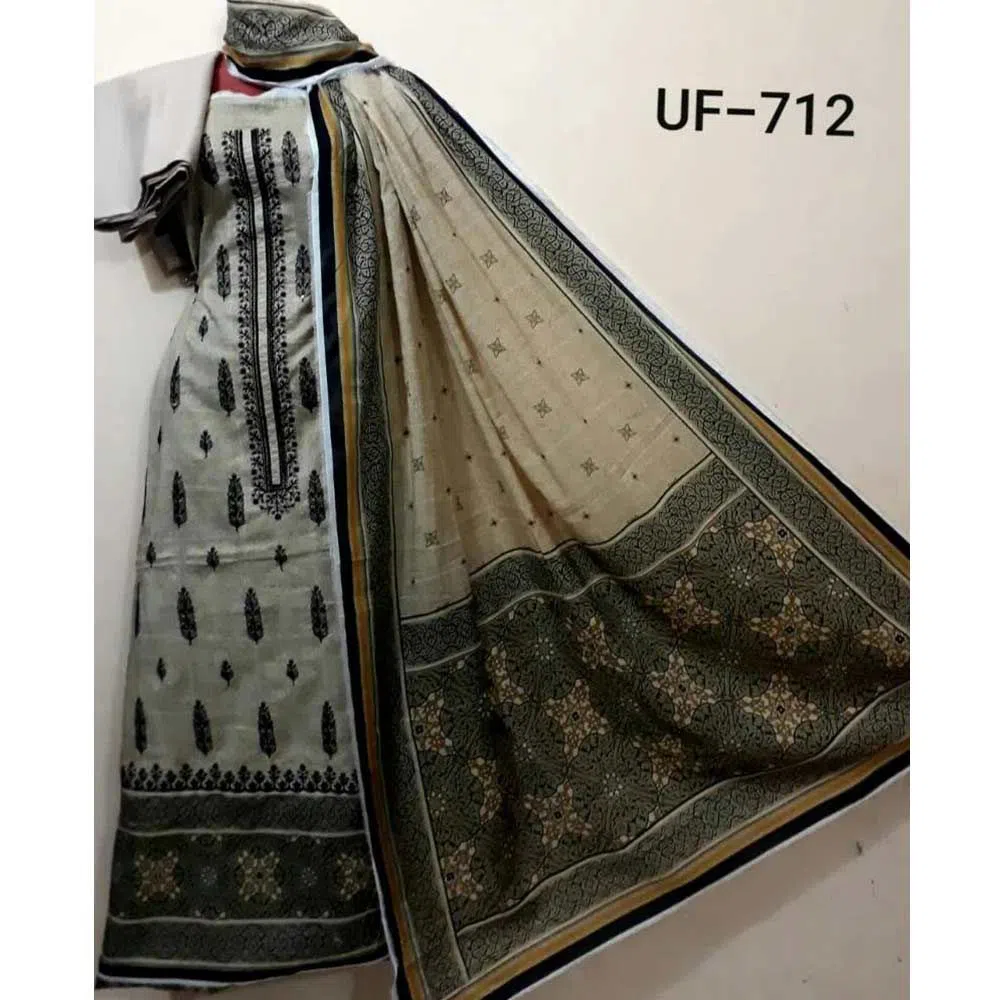 Unstitched Soft Cotton Printed Salwar Kameez For Women - Multicolor 
