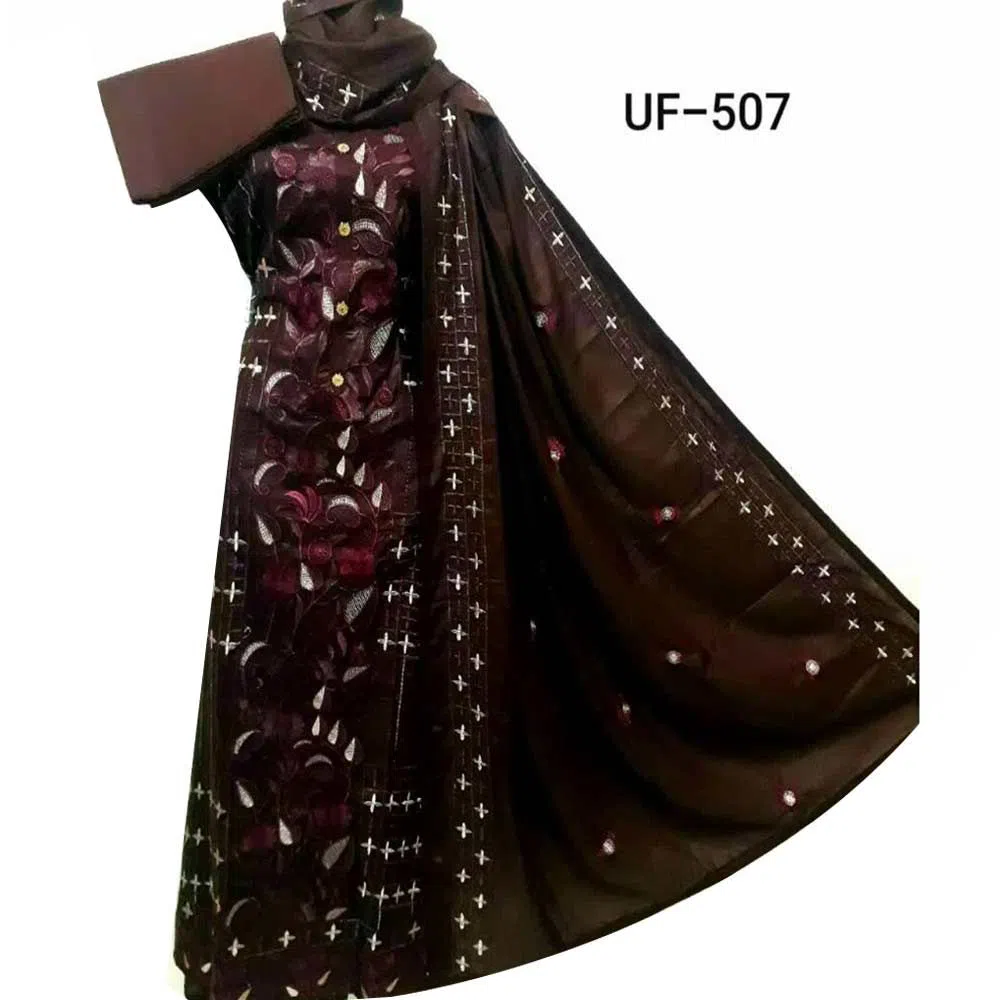 Unstitched Soft Cotton Embroidery Salwar Kameez For Women - Coffee Color 