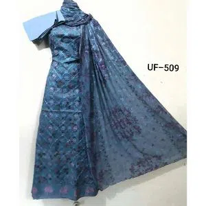 Unstitched Soft Cotton Embroidery Salwar Kameez For Women - Dark Sky Blue Color 